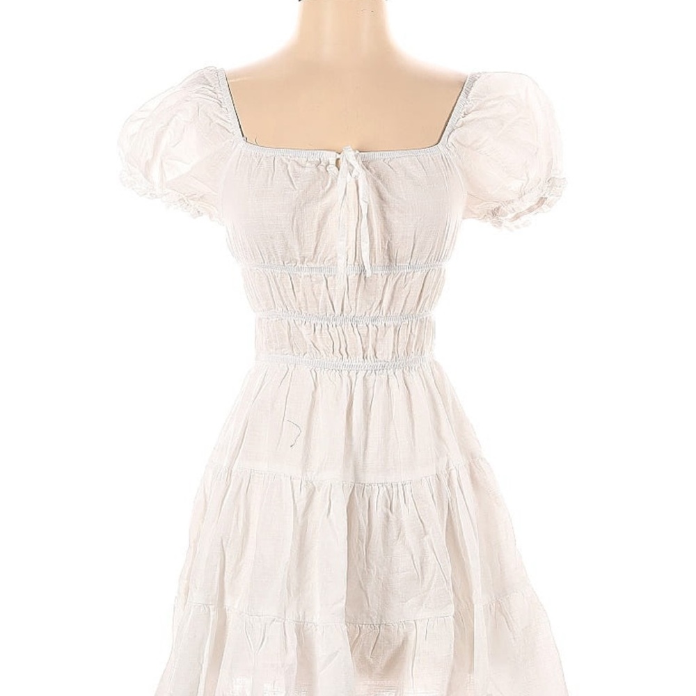 Elegant White Puff Sleeve Dress